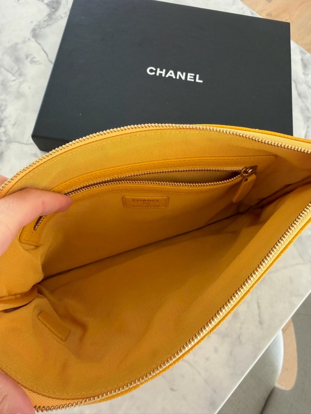 Chanel Yellow Quilted Caviar Clutch - Picture 4 of 5